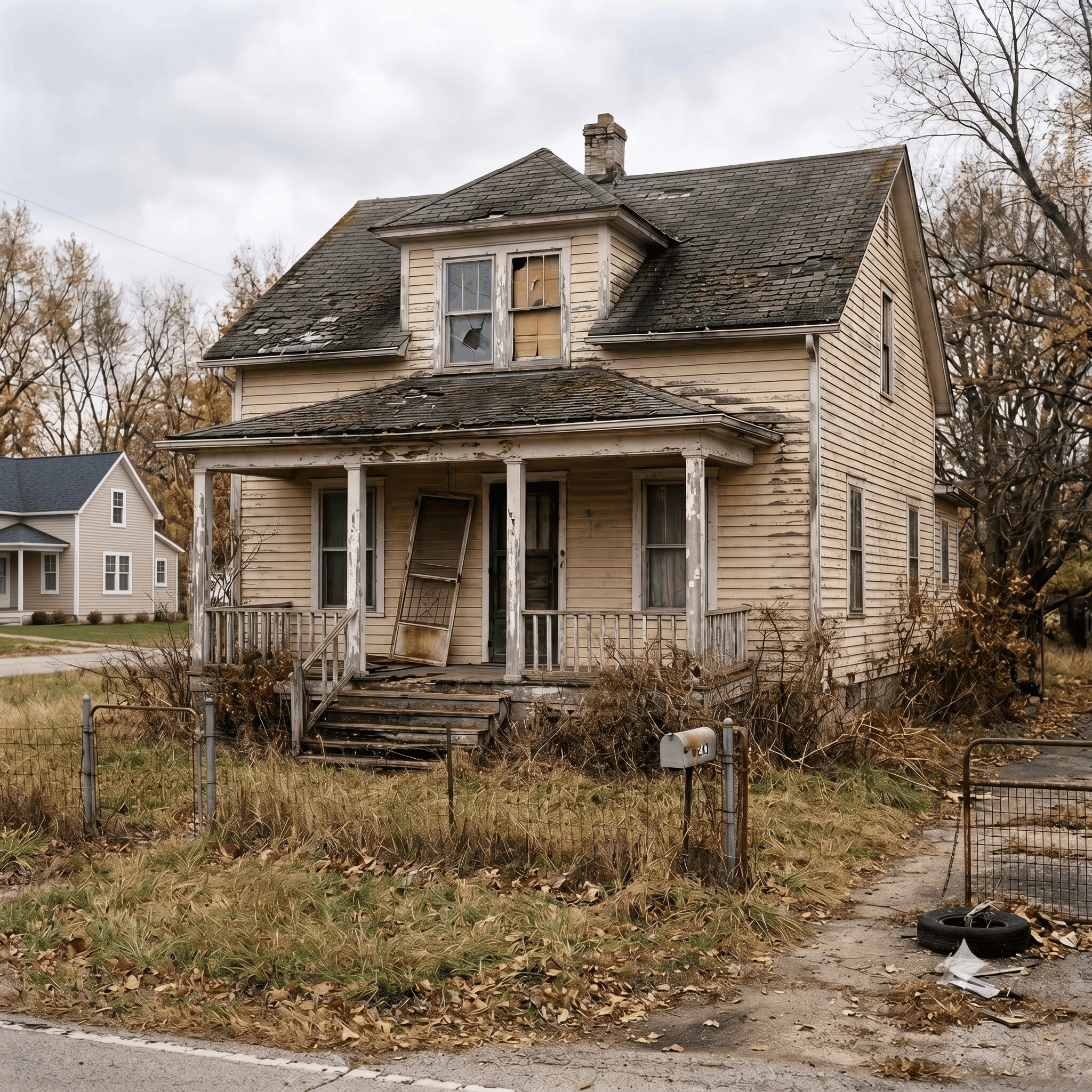 Distressed house before renovations